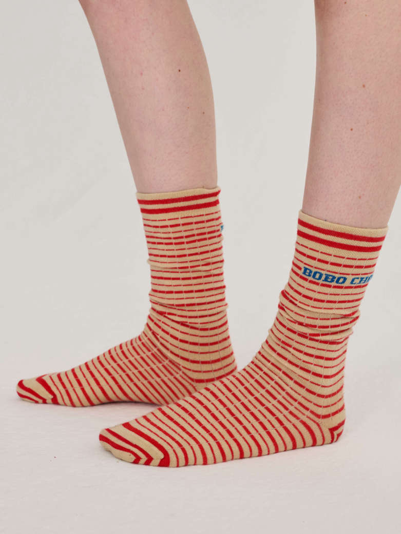 Striped Cotton Socks - Off White