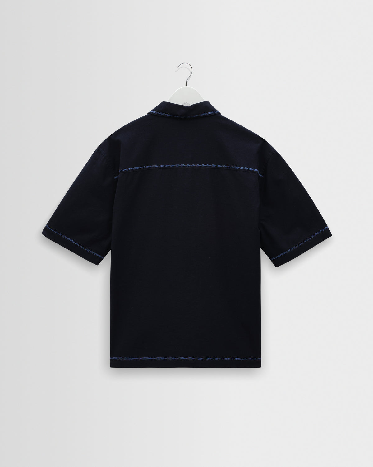 Keats Embroidered Short-Sleeve Shirt - Navy / Blue