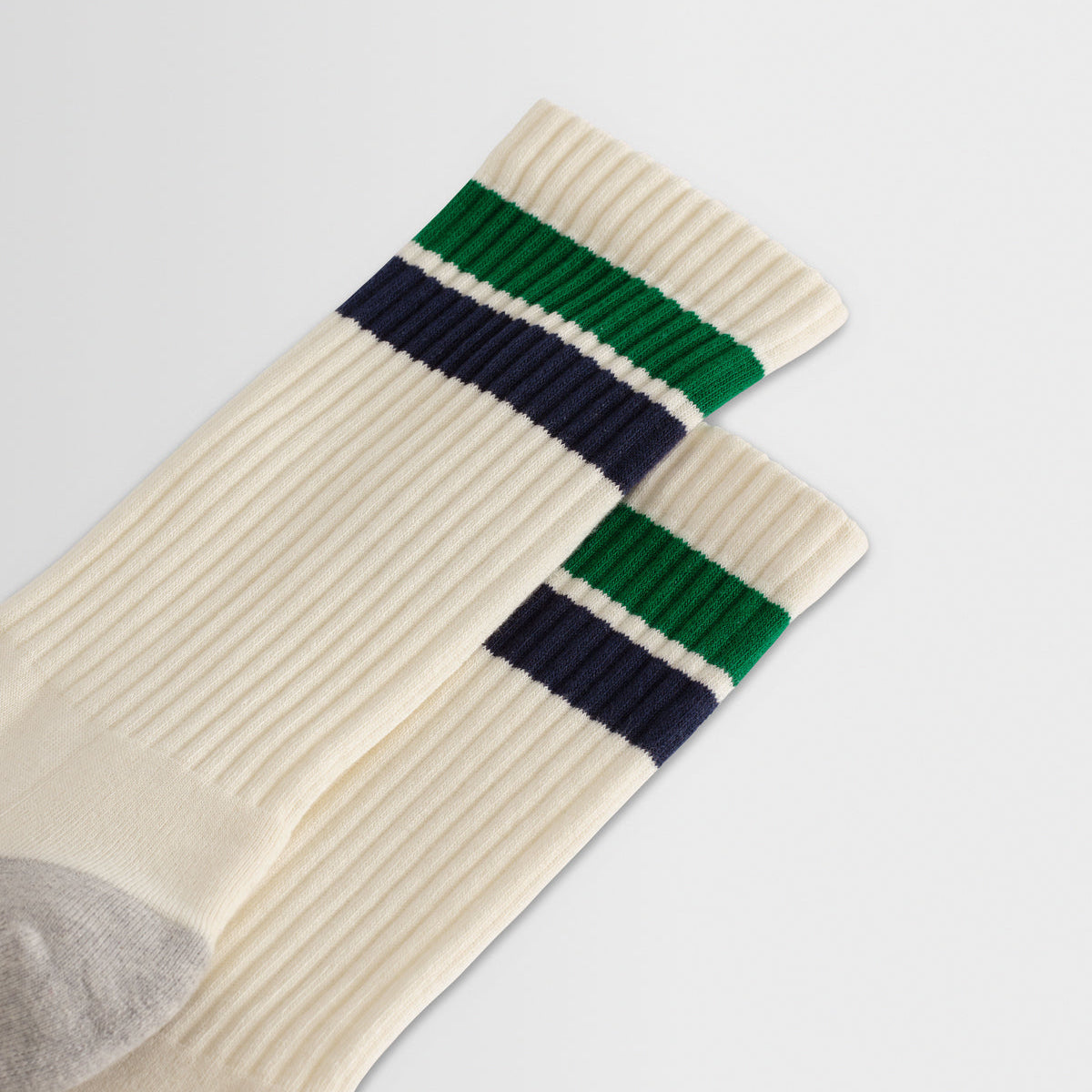 Thorpe Block Stripe Sports Socks - Ecru And Green