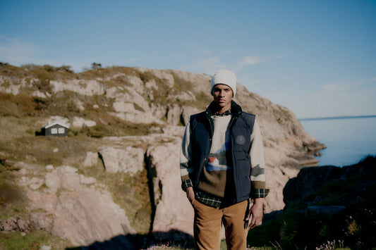 Norse Projects Model Wearing Rune Jumper