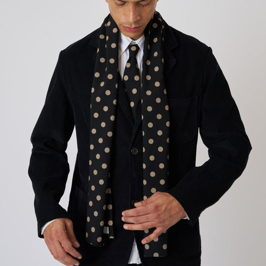 Evening Scarf Bold Dot Print Rayon - Black
