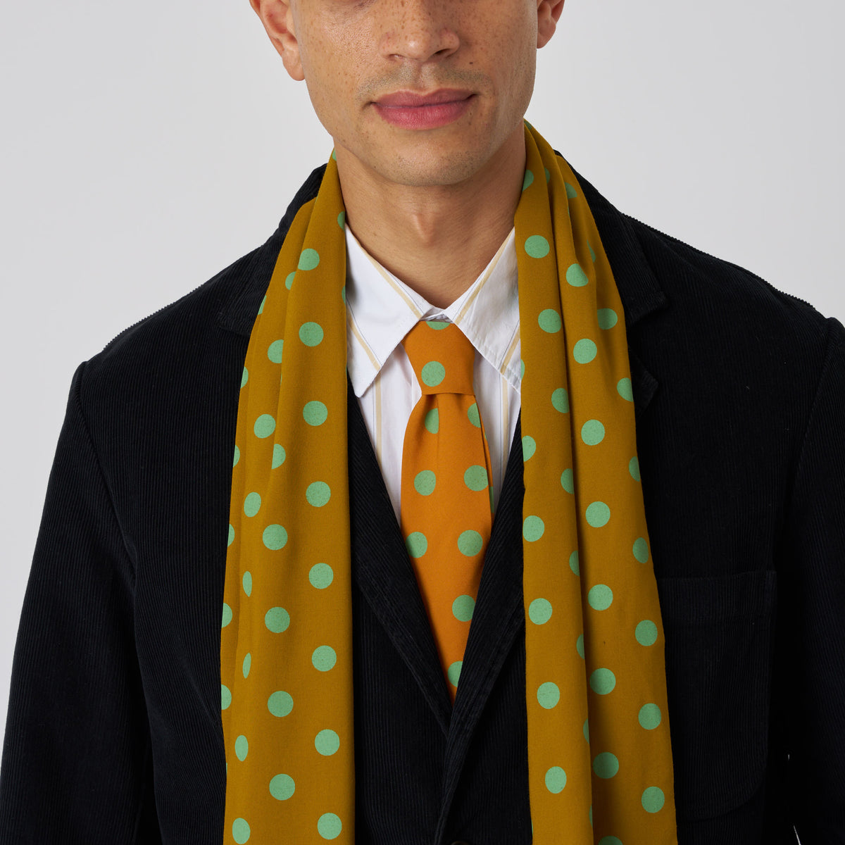 Evening Scarf Bold Dot Print - Mustard