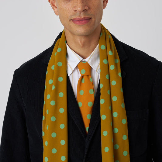 Evening Scarf Bold Dot Print - Mustard
