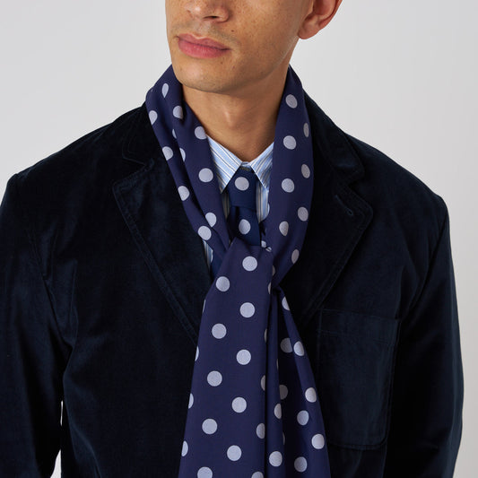Evening Scarf Bold Dot Print Rayon - Navy