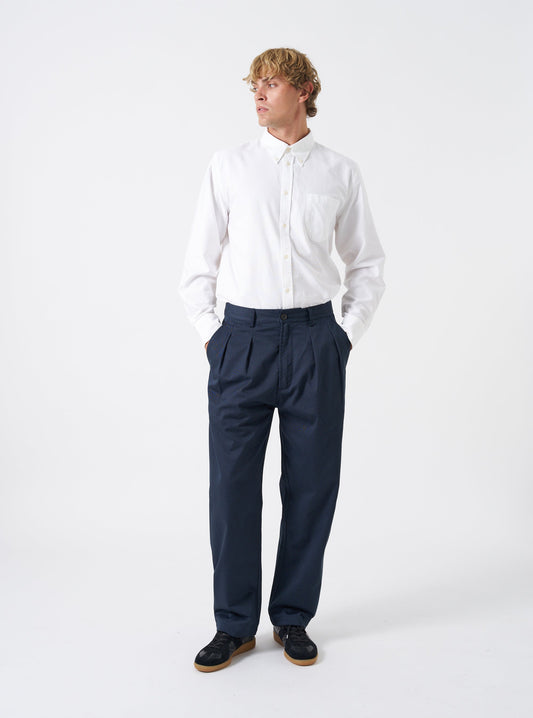 Double Pleat Twill Pant - Navy