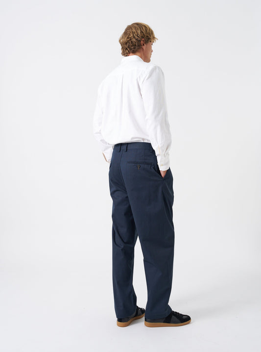 Double Pleat Twill Pant - Navy