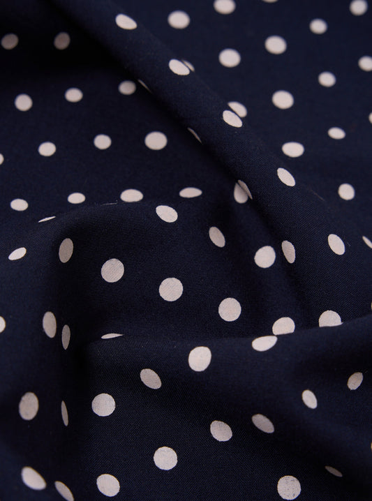 Dot Print Short Scarf - Navy