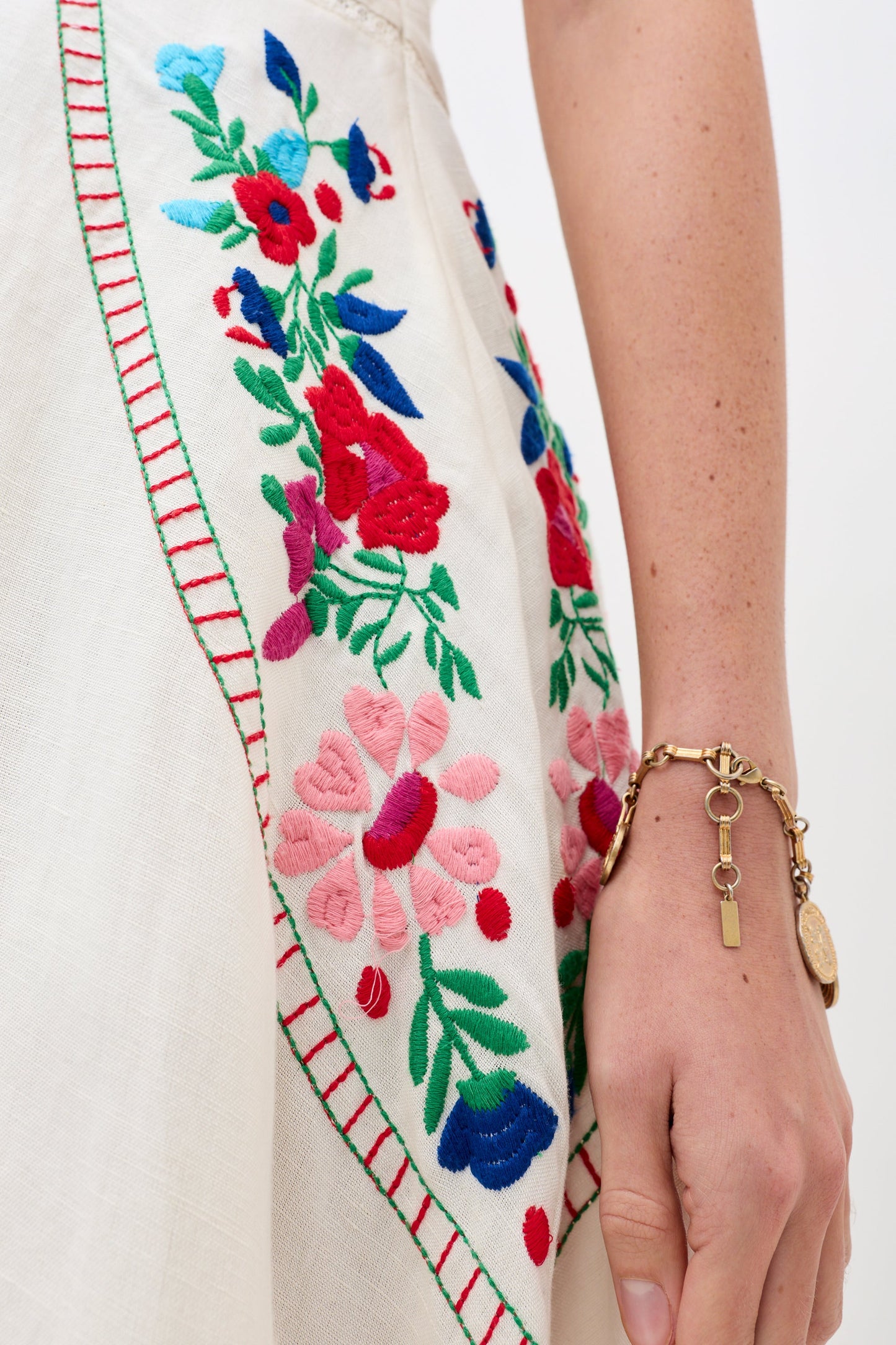Novara Dress - Anemone Embroidery Cream