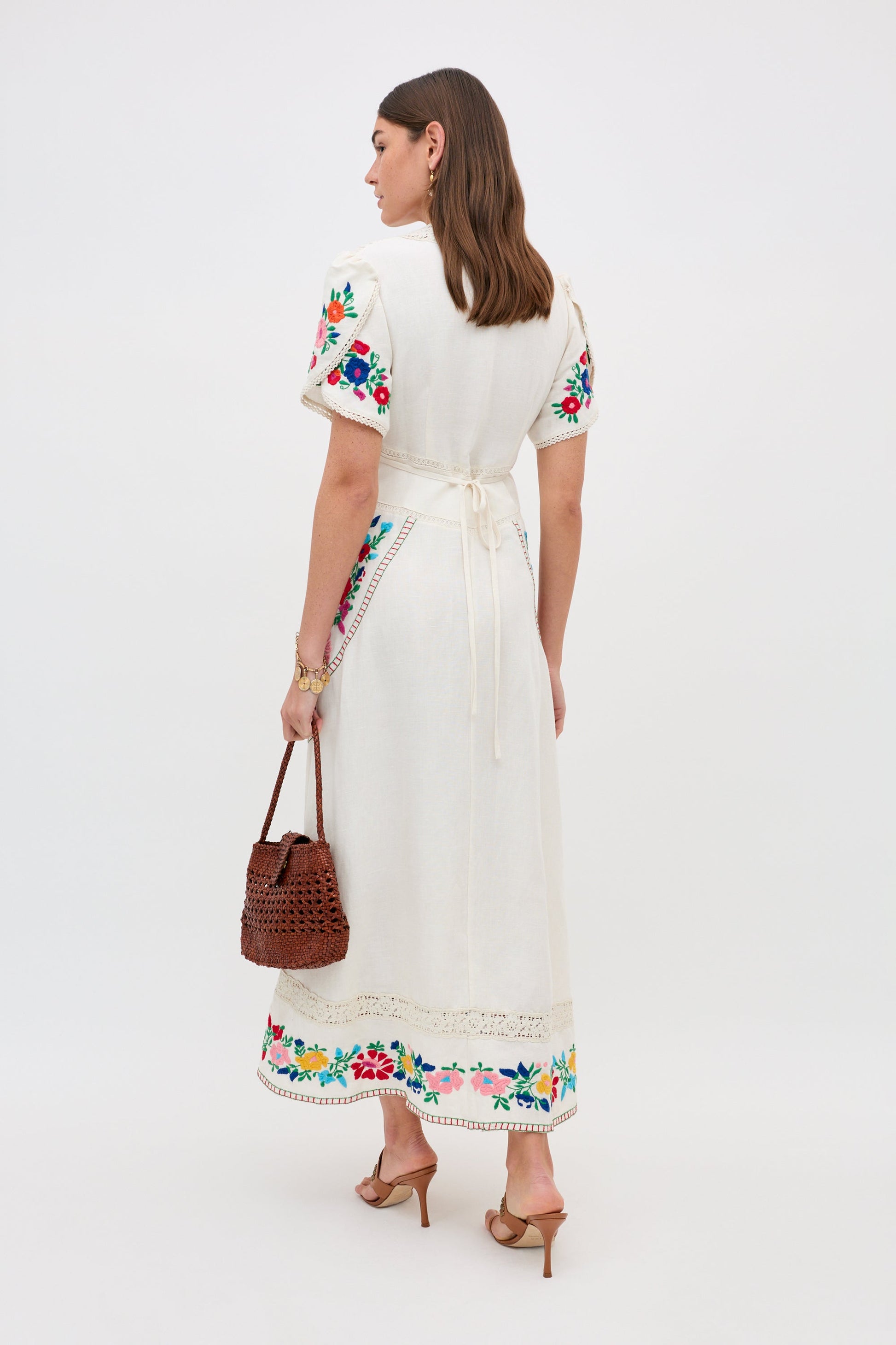 Rixo Novara Dress - Anemone Embroidery Cream