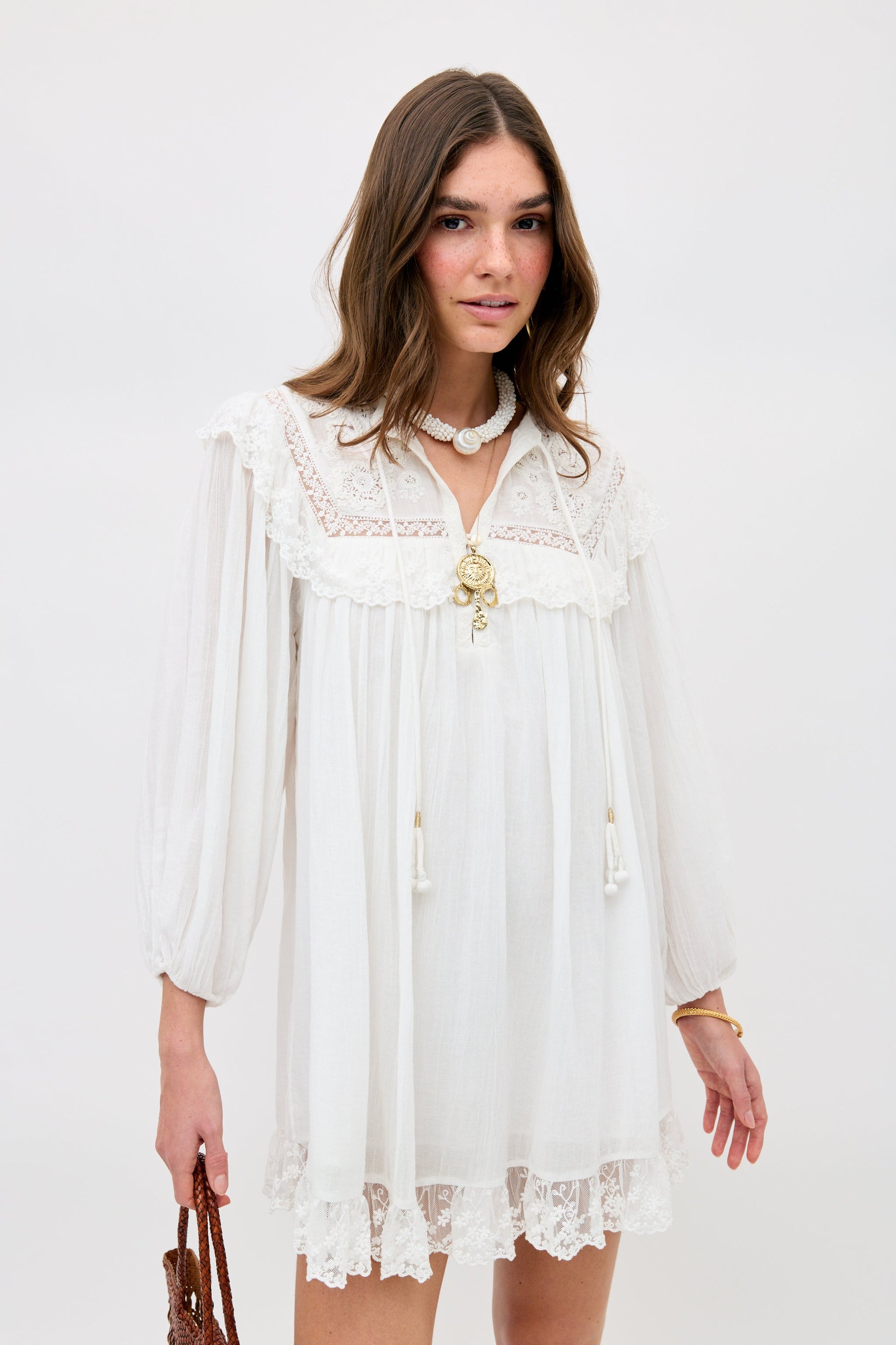 Rixo Inez Dress - Lilly Embroidery Ivory