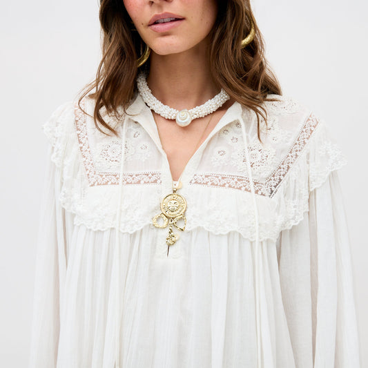 Inez Dress - Lilly Embroidery Ivory