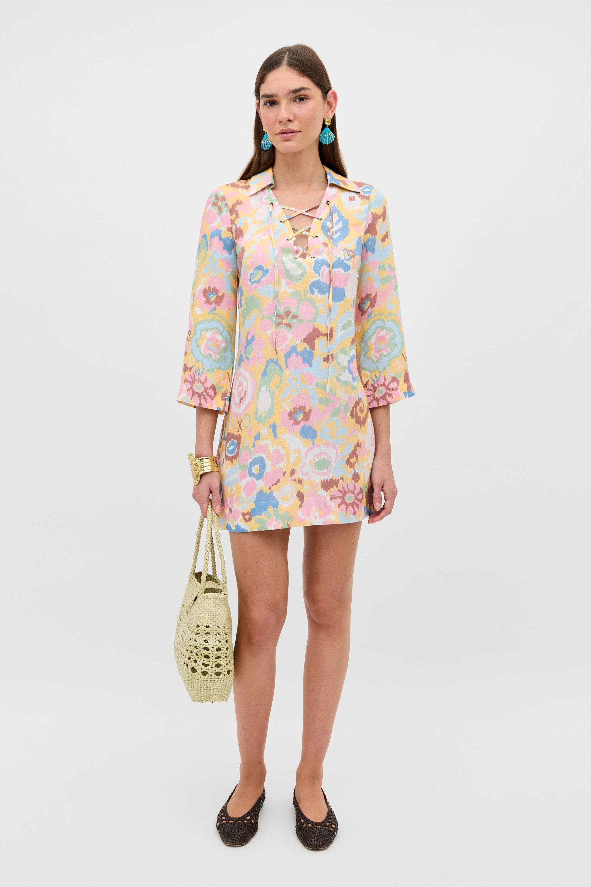 Rixo Lucien Dress - Ikat Bloom Yellow