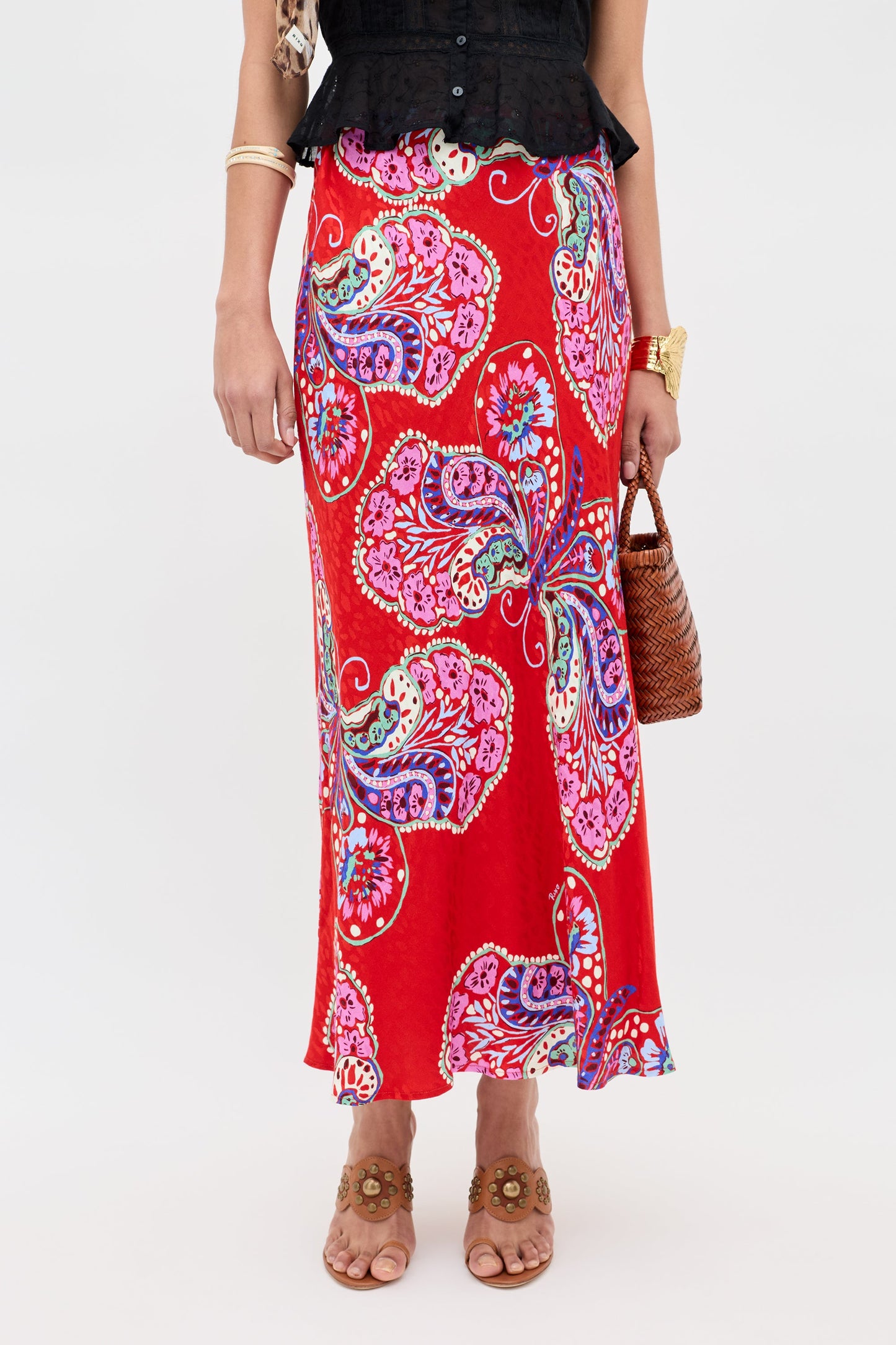 Kelly Midi Skirt - Butterfly Bloom Jacquard Red