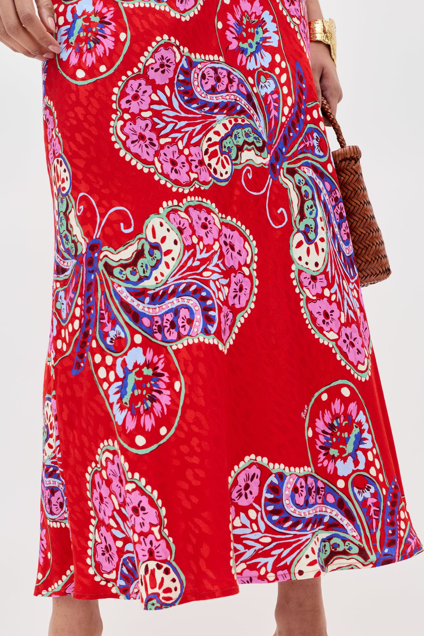 Kelly Midi Skirt - Butterfly Bloom Jacquard Red