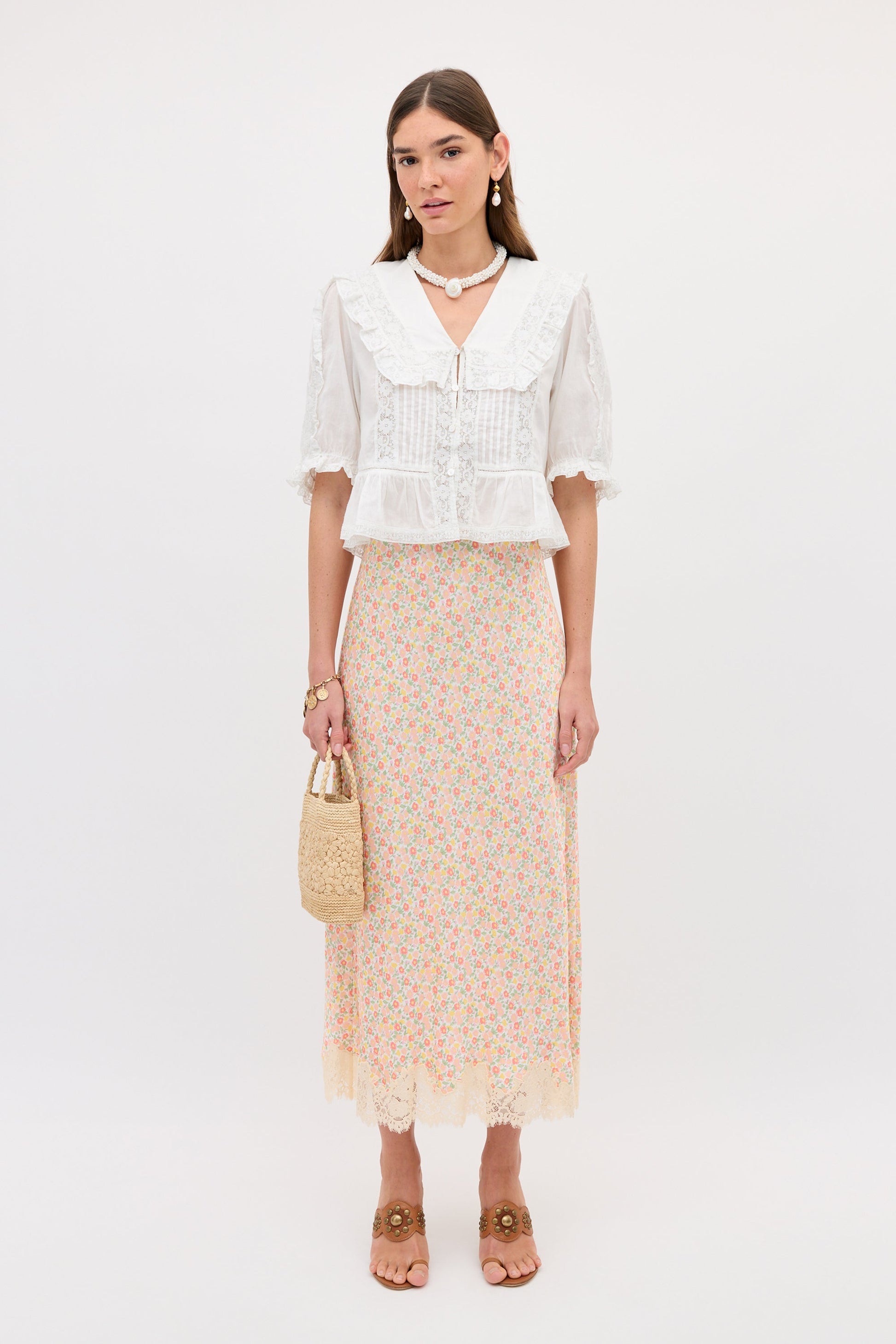 Rixo Matilde Skirt - Katie Floral Cream