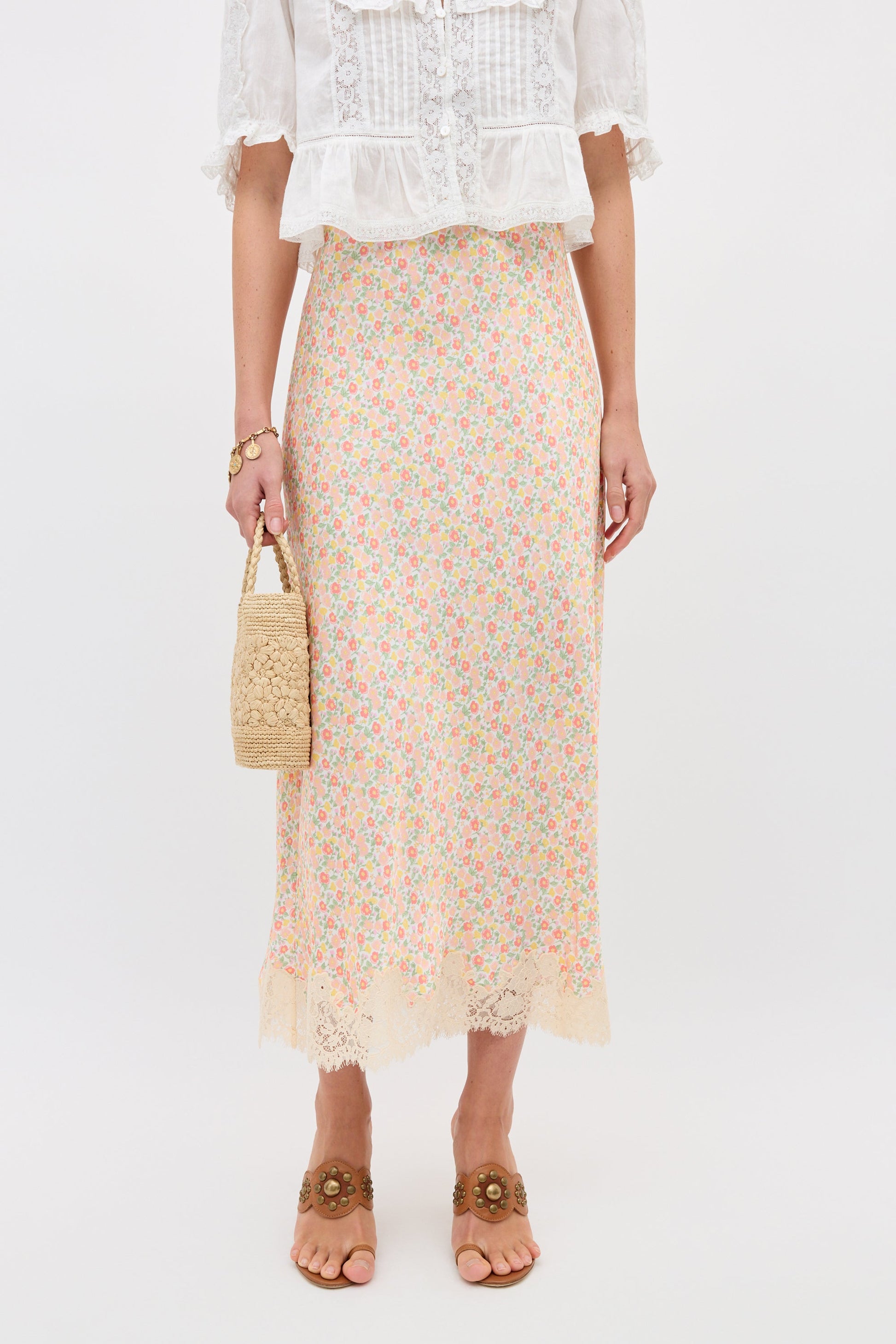 Rixo Matilde Skirt - Katie Floral Cream