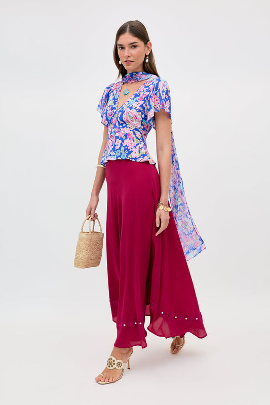 Lania Top - Cara Floral Blue