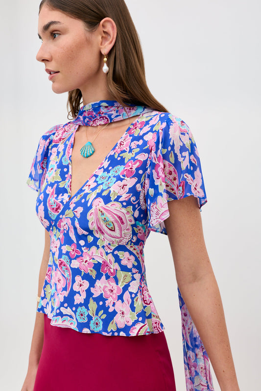 Lania Top - Cara Floral Blue