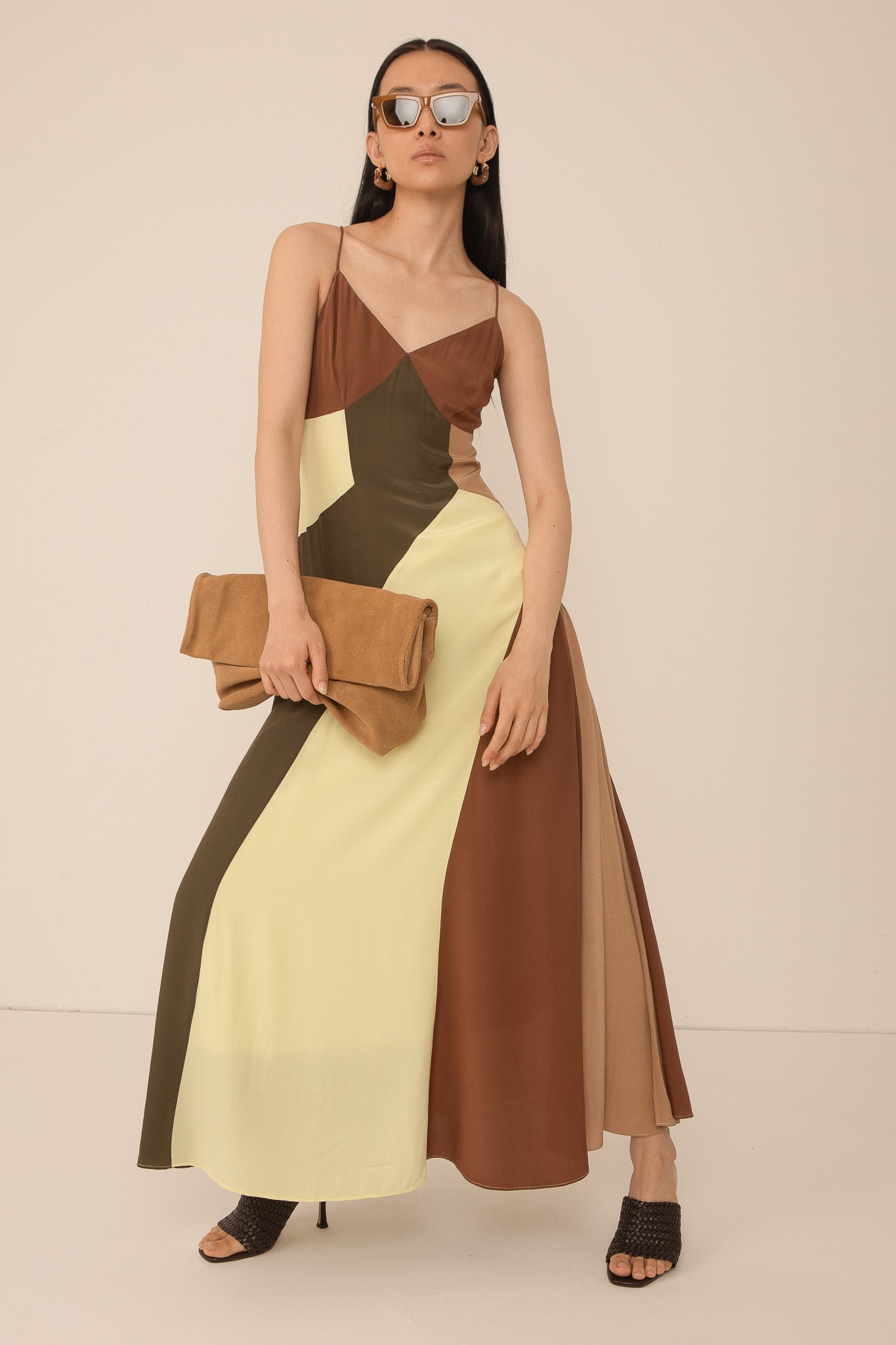 Gisela Colour Block Dress - Multi/Brown
