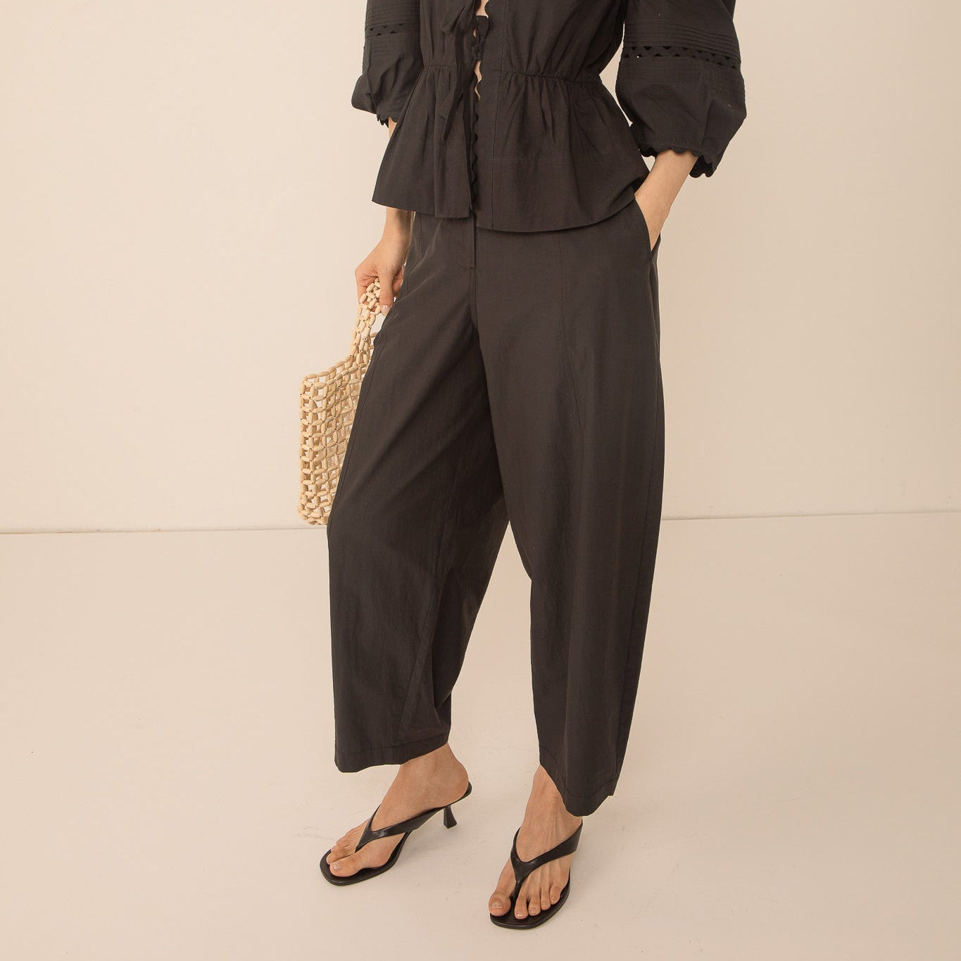 Thea Barrel Leg Trouser - Black