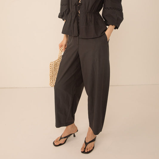 Thea Barrel Leg Trouser - Black