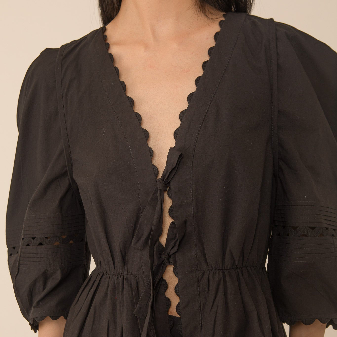 Carlotta Pleat Sleeve Top - Black