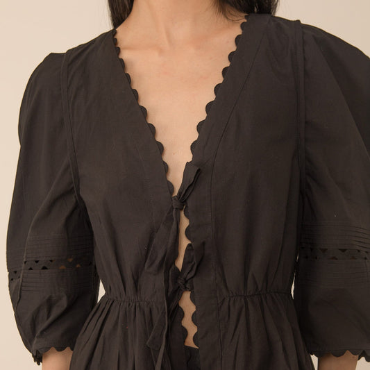 Carlotta Pleat Sleeve Top - Black