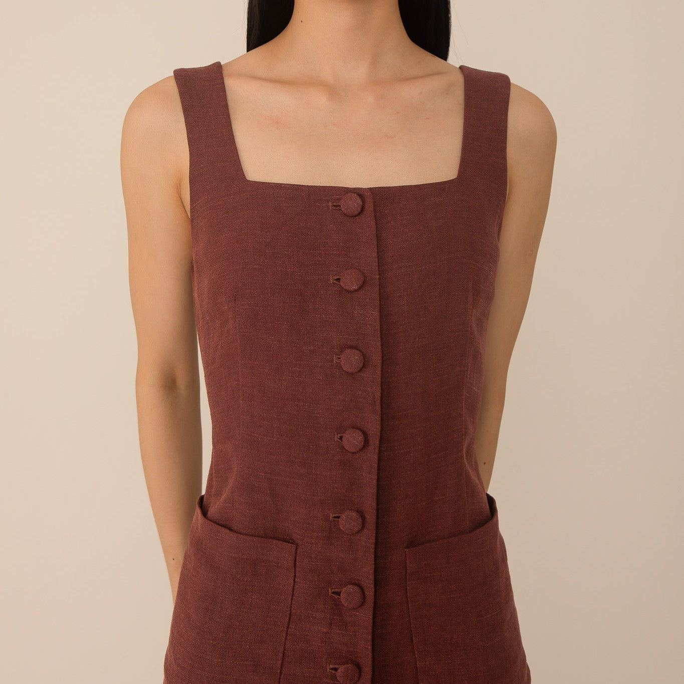 Cleo Button Through Dress - Brown