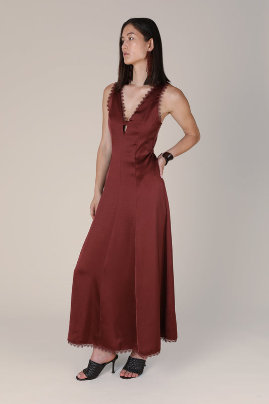Isidora Lace Trim Dress - Brown
