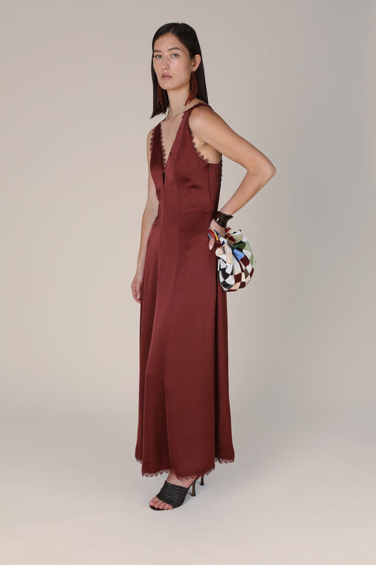 Isidora Lace Trim Dress - Brown