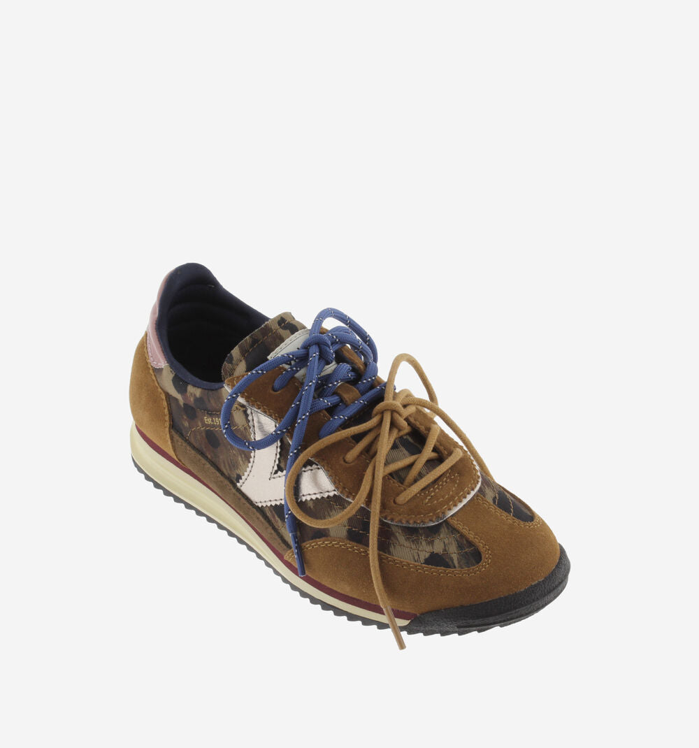 Saturno Serraje & Animal Print Sneaker - Brown