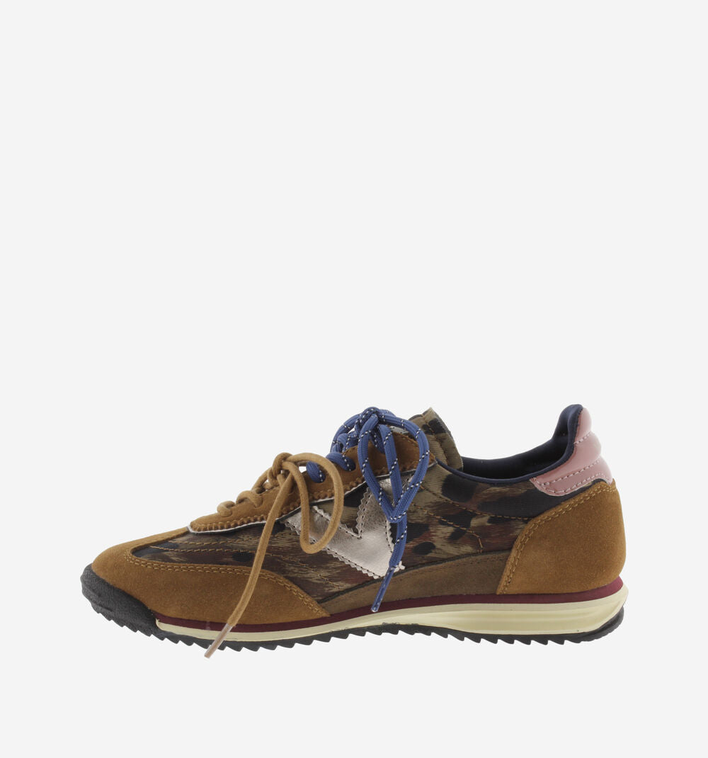 Saturno Serraje & Animal Print Sneaker - Brown