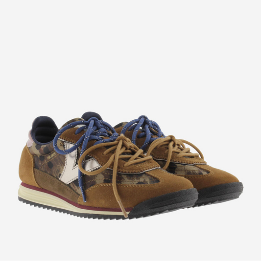 Saturno Serraje & Animal Print Sneaker - Brown