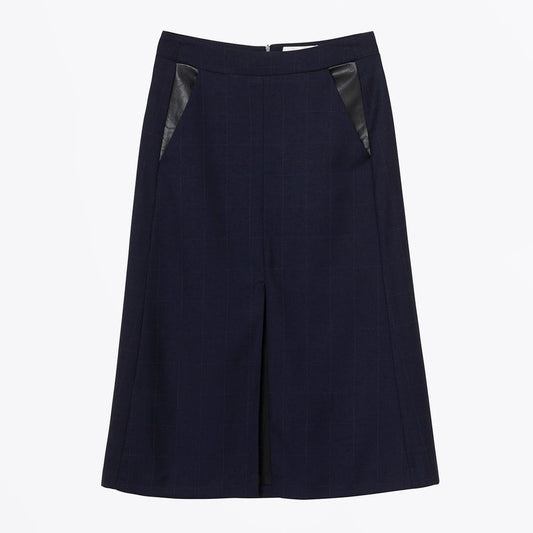 Jude Long Check Skirt - Indigo