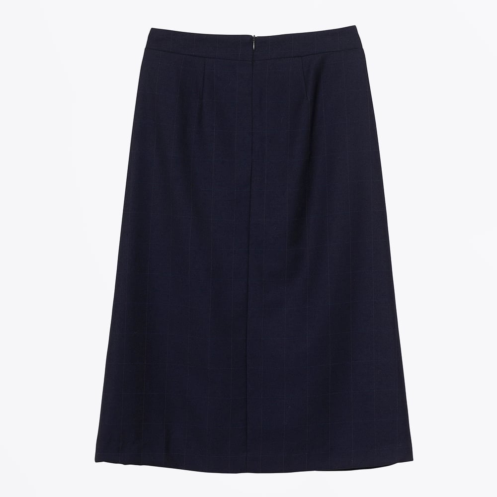 Jude Long Check Skirt - Indigo