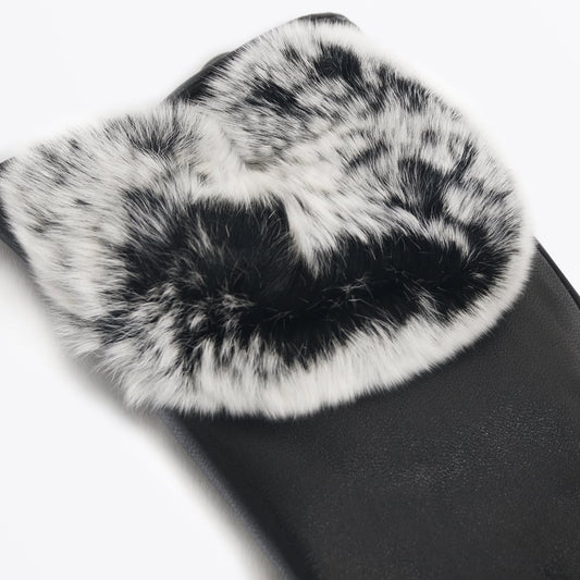 - Rabbit Fur Gloves - Black