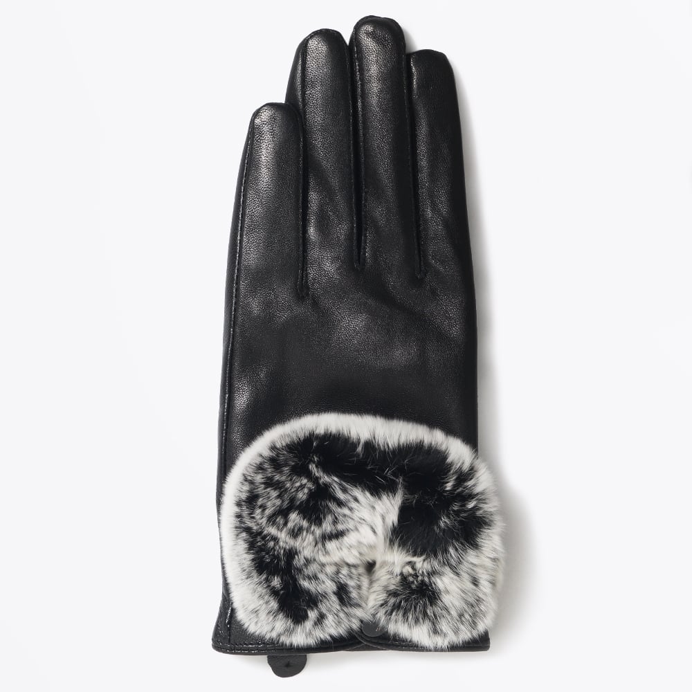 - Rabbit Fur Gloves - Black