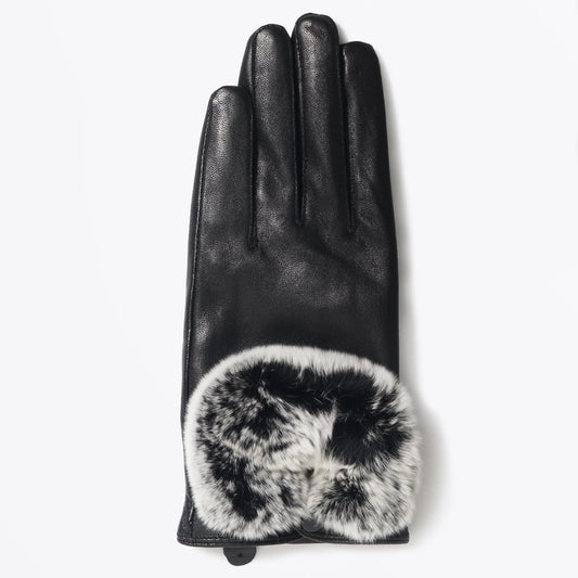 - Rabbit Fur Gloves - Black