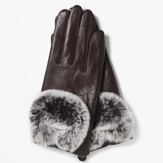 - Rabbit Fur Gloves - Brown