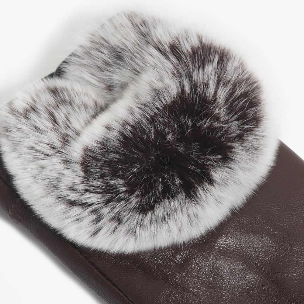 - Rabbit Fur Gloves - Brown
