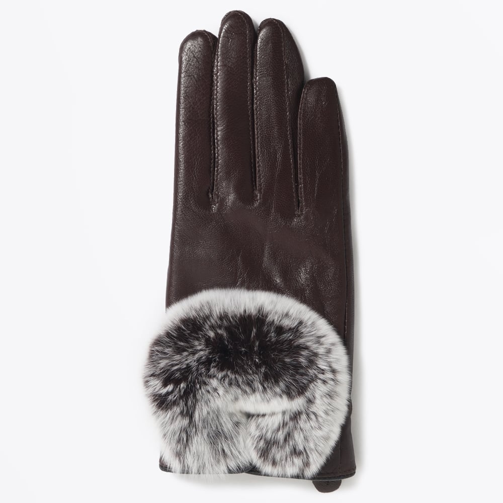 - Rabbit Fur Gloves - Brown