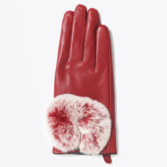 - Rabbit Fur Gloves - Red
