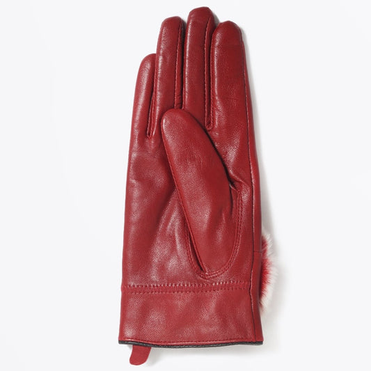 - Rabbit Fur Gloves - Red