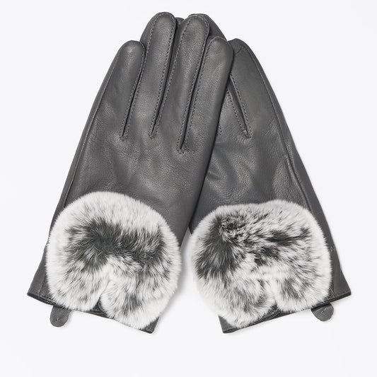 - Rabbit Fur Gloves - Grey