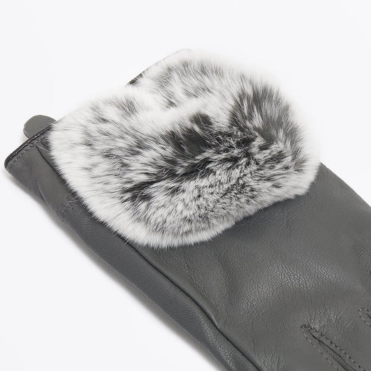 - Rabbit Fur Gloves - Grey