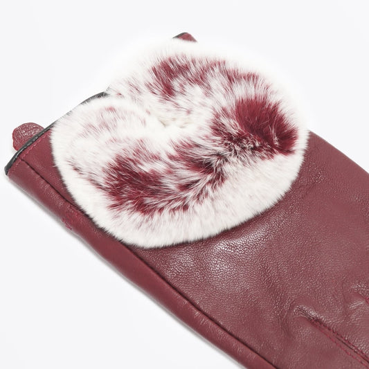 - Rabbit Fur Gloves - Wine