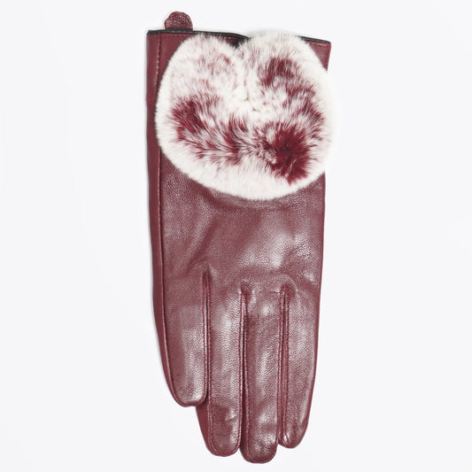 - Rabbit Fur Gloves - Wine