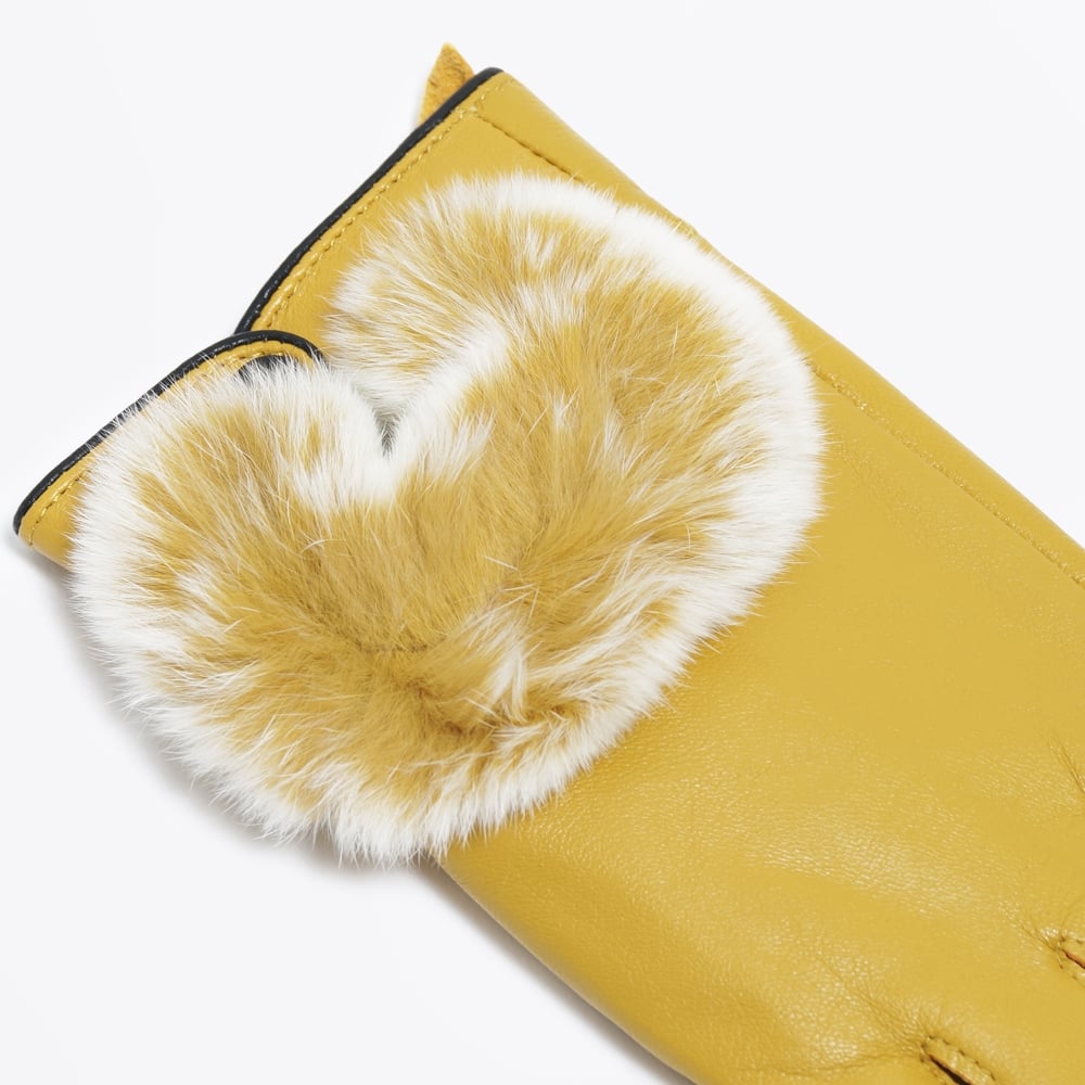 - Rabbit Fur Gloves - Mustard