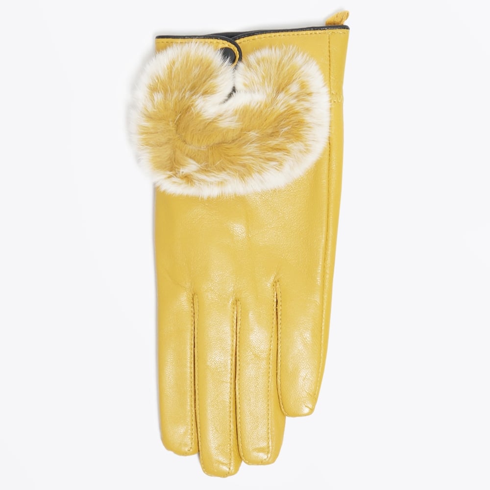 - Rabbit Fur Gloves - Mustard