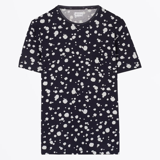 - Printed Organic Dot Tee - Evening Blue